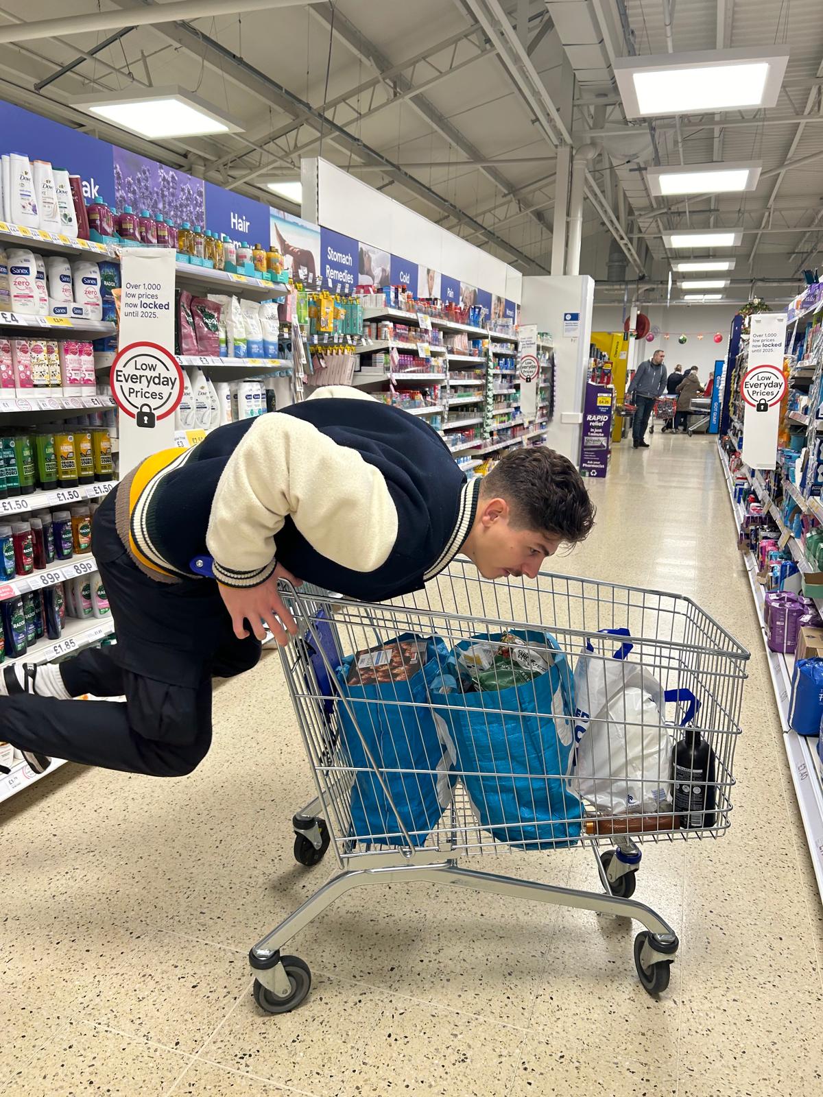 Chris Flying with Trolley